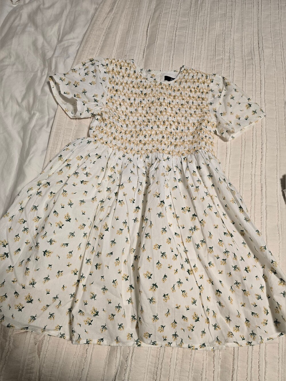 Balckans Girls' White Floral Smocked Dress